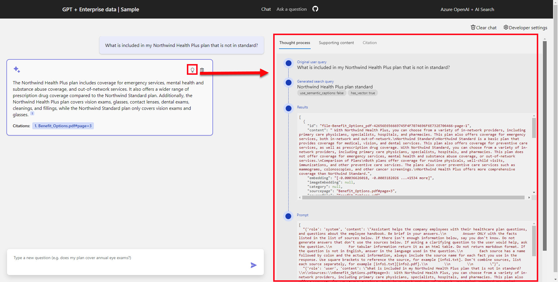 Chat page with Analysis Panel Open
